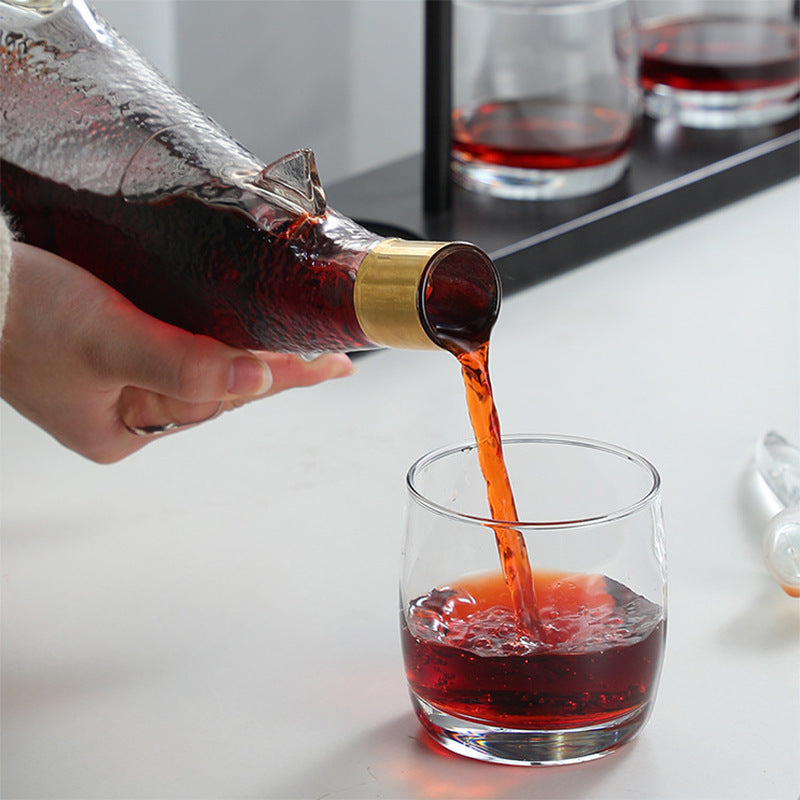 Shark Shaped Glass Decanter Set – 1000ml Decanter + 4 Cups & Shelf