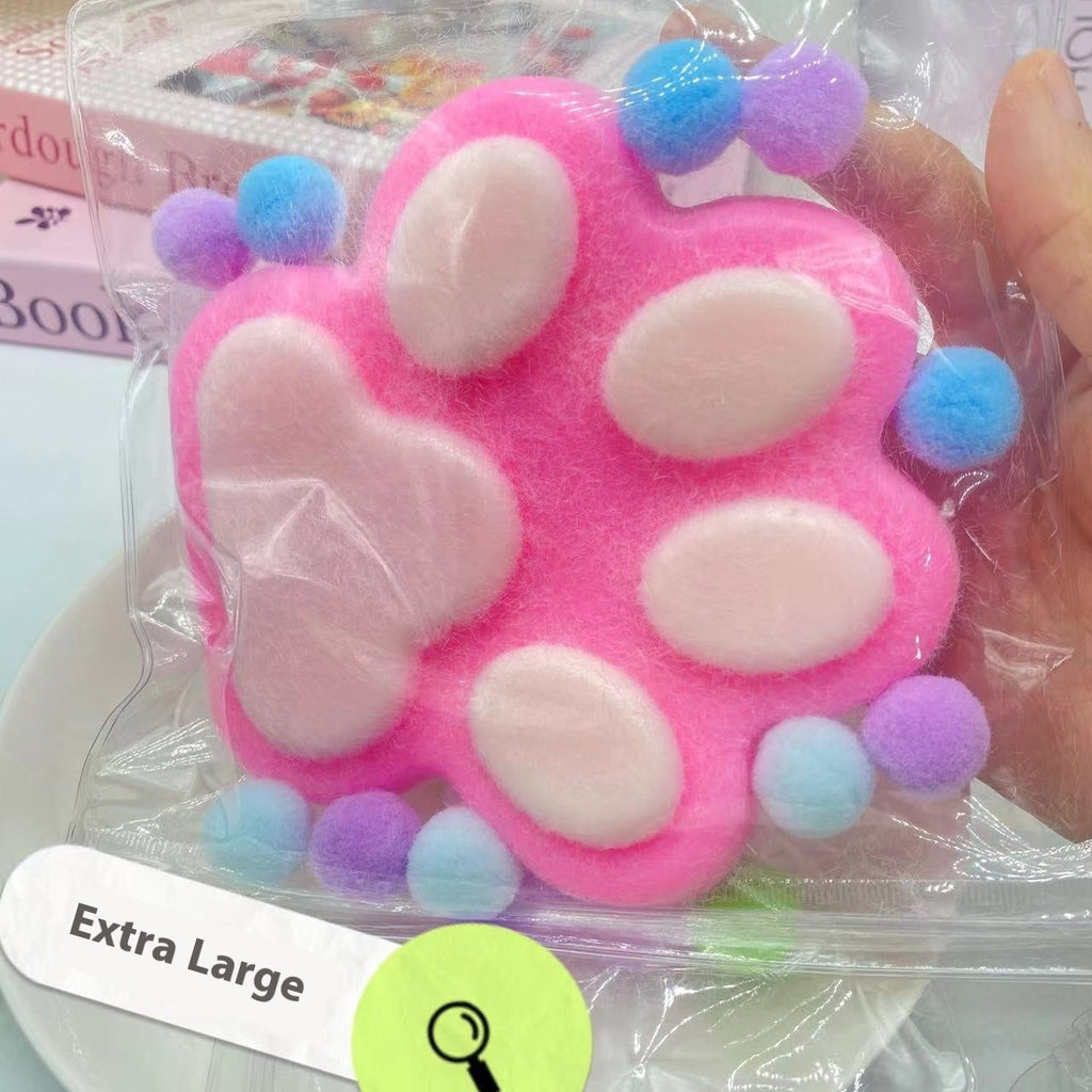 Oversized Flocking Cat’s Paw Squishy Decompression Toy – 14cm