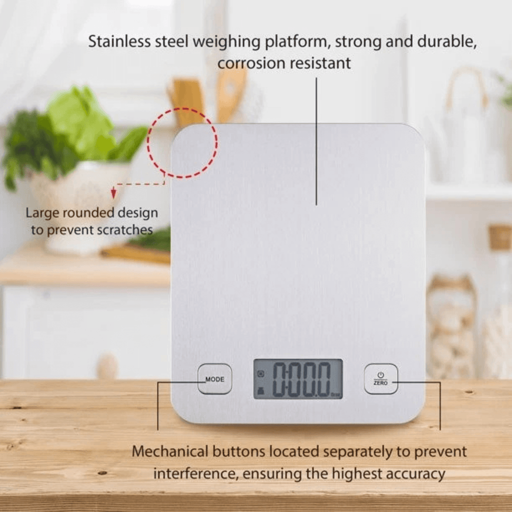 Mainstays Stainless Steel Digital Battery-Powered Kitchen Scale