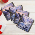 Glacier Bay National Park Wooden Coasters Set of 4 – Alaska Whale & Glacier Drink Coasters - 95414C-S4