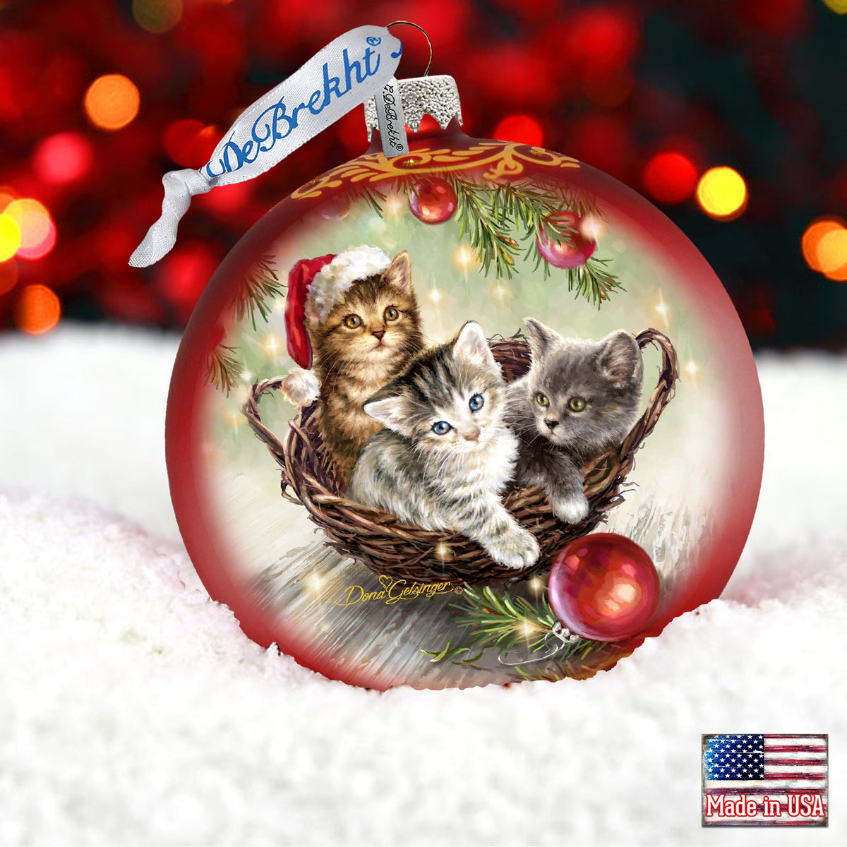 Christmas Kittens Glass Ornament by D. Gelsinger - Christmas Décor - 71101-1607