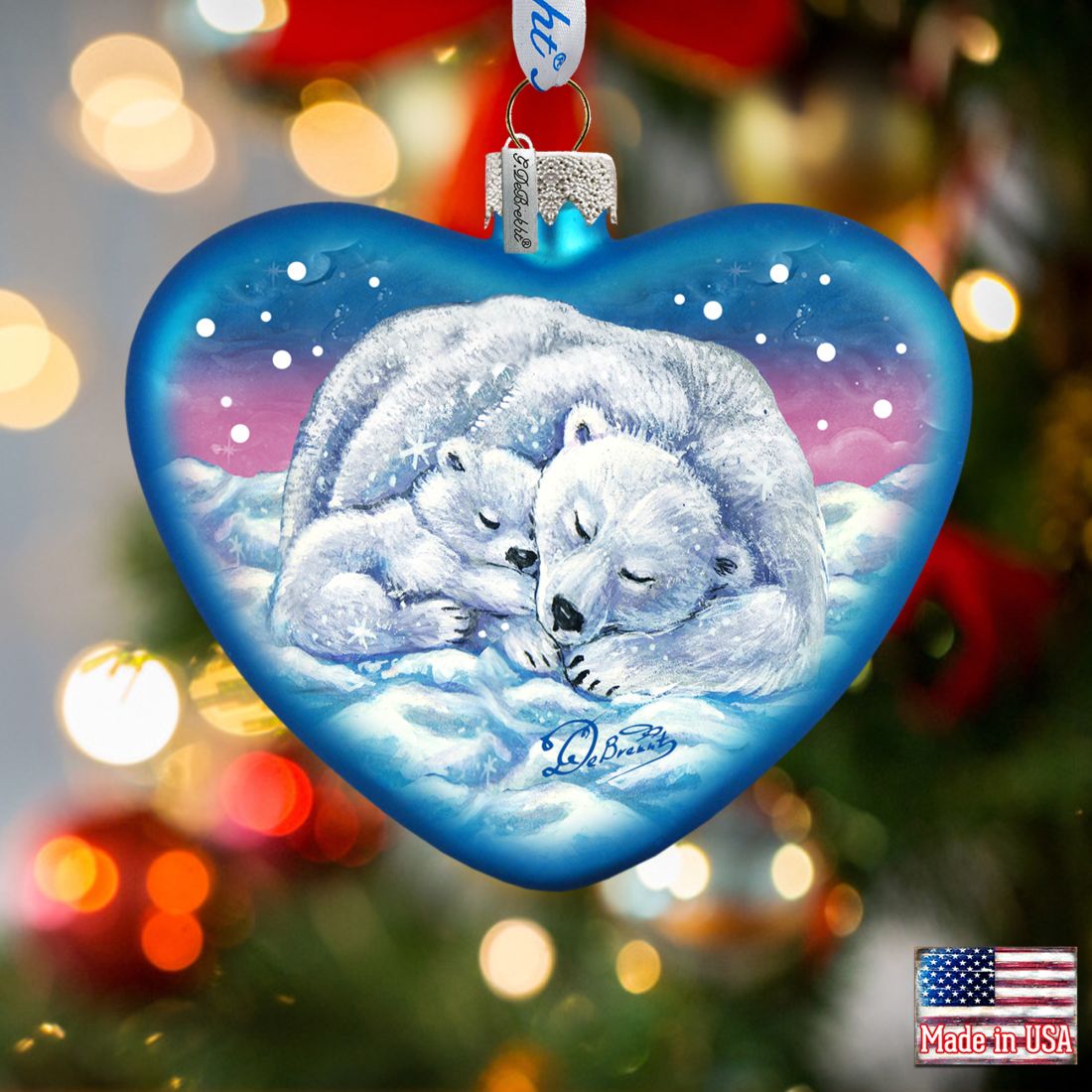 Motherly Love Bears Glass Ornament by G. DeBrekht - Wildlife Holiday Decor - 753-008