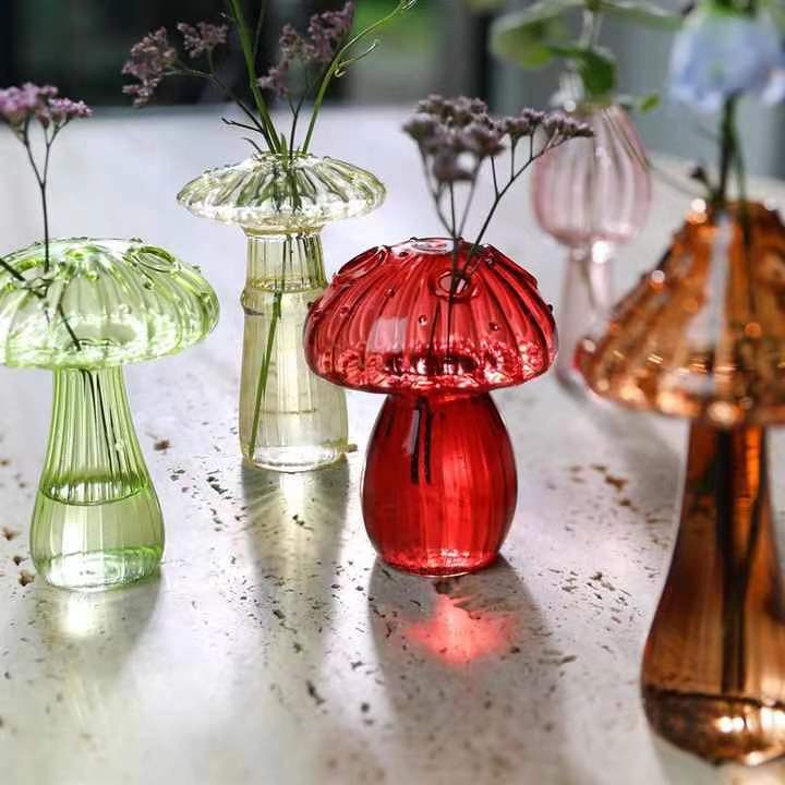 Glass Mushroom Vase – Borosilicate Hydroponics & Aromatherapy Bottle | 5 Styles