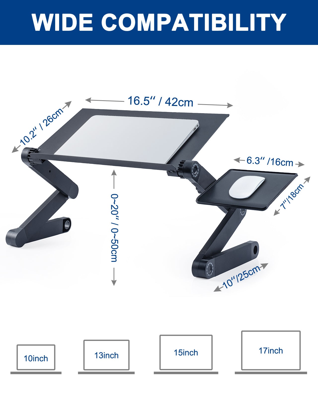 RAINBEAN Adjustable Laptop Stand with Cooling Fans and Mouse Pad