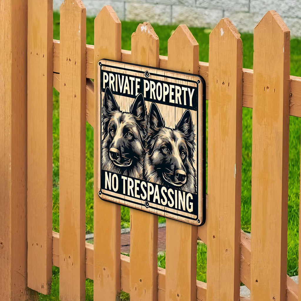 Private Property No Trespassing Wooden Sign – Handcrafted Rustic Dog Sign by Designocracy – Indoor & Outdoor Birch Plywood Décor - 961063