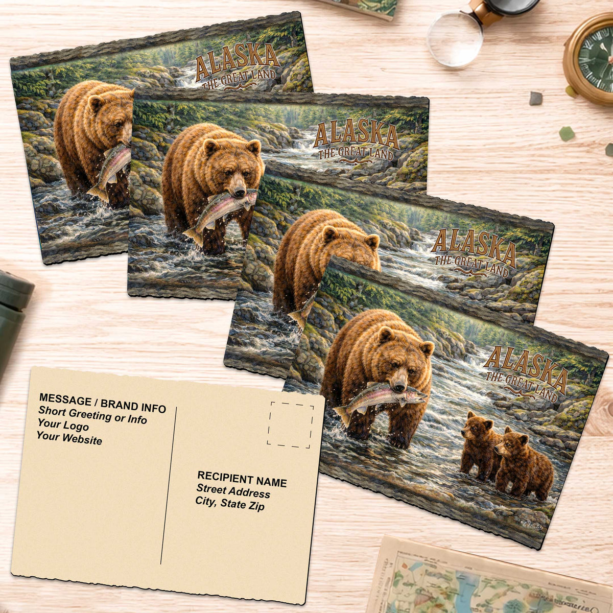 Bear Family Catch Greeting Card Greeting Card by G. Debrekht - 97102GC