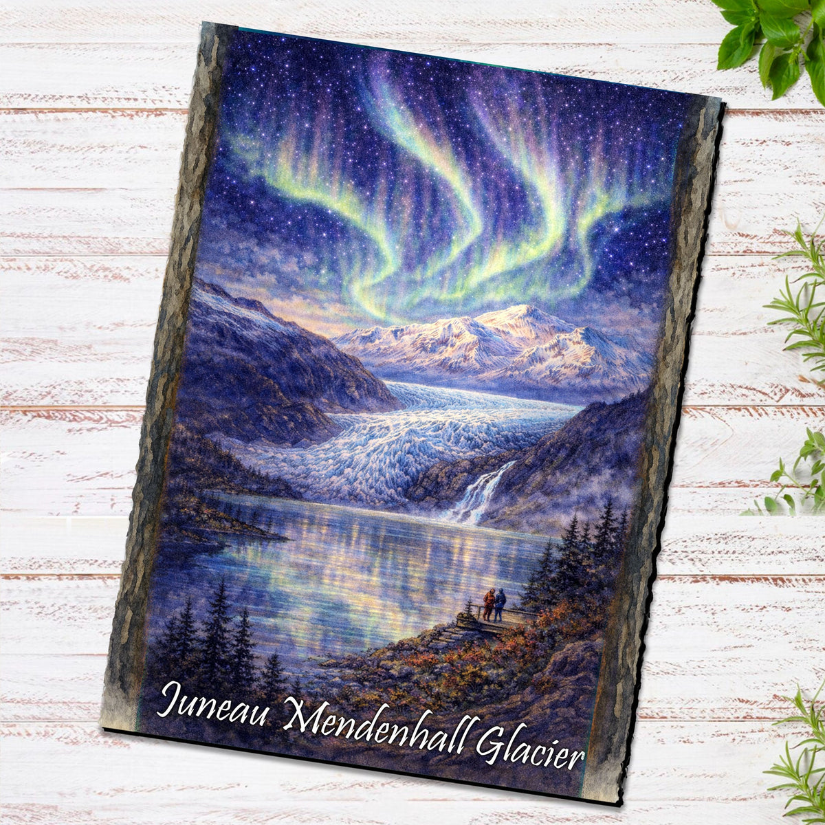 Northern Lights Mountain Glacier Art Card by G. Debrekht - 97113GC