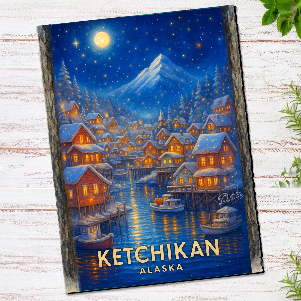 Ketchikan Harbor Lights Greeting Card by G. Debrekht - 97117GC