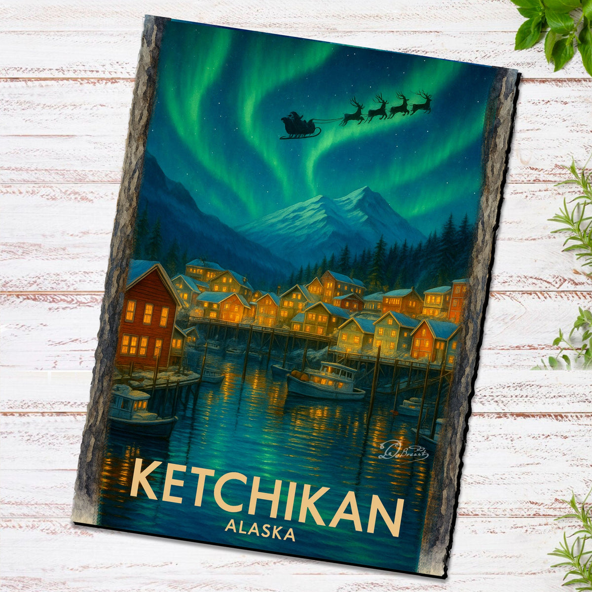 Northern Lights Harbor Greeting Card by G. Debrekht - 97118GC