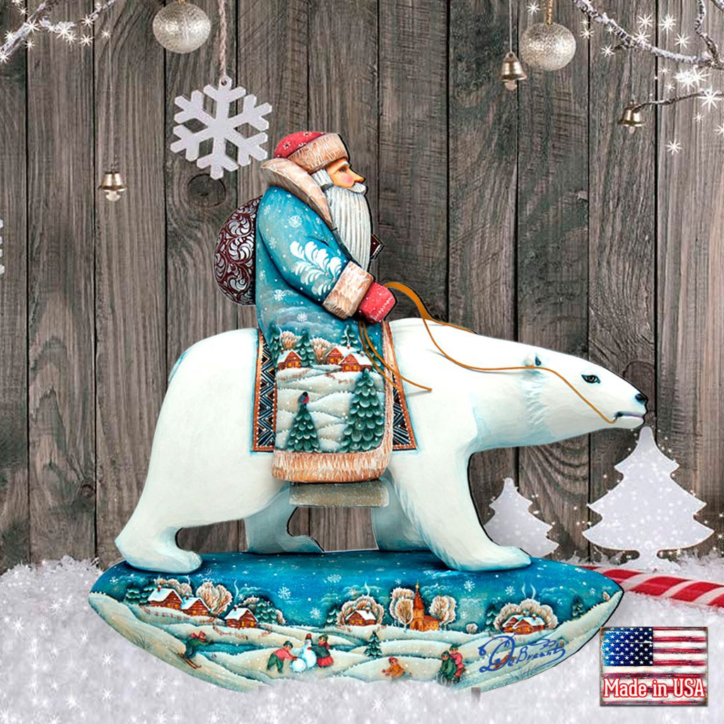 Polar Bear Santa Christmas Outdoor Scene by G. DeBrekht - Christmas Santa Snowman Decor - 8116382F