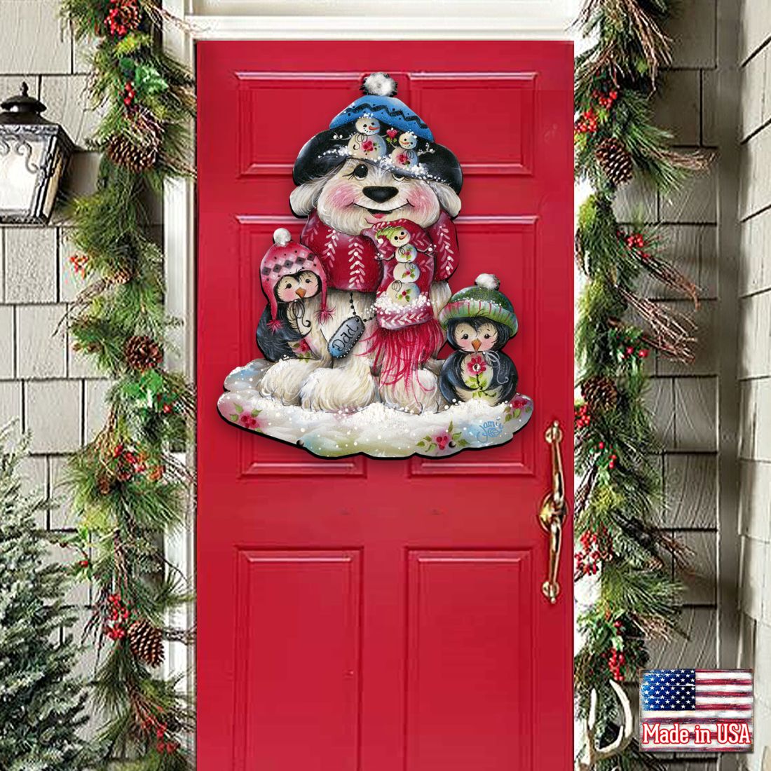 Christmas Dog Penguin Door Decor by Jamie Mills-Price - Pets Dog and Cats Decor - 8457503H