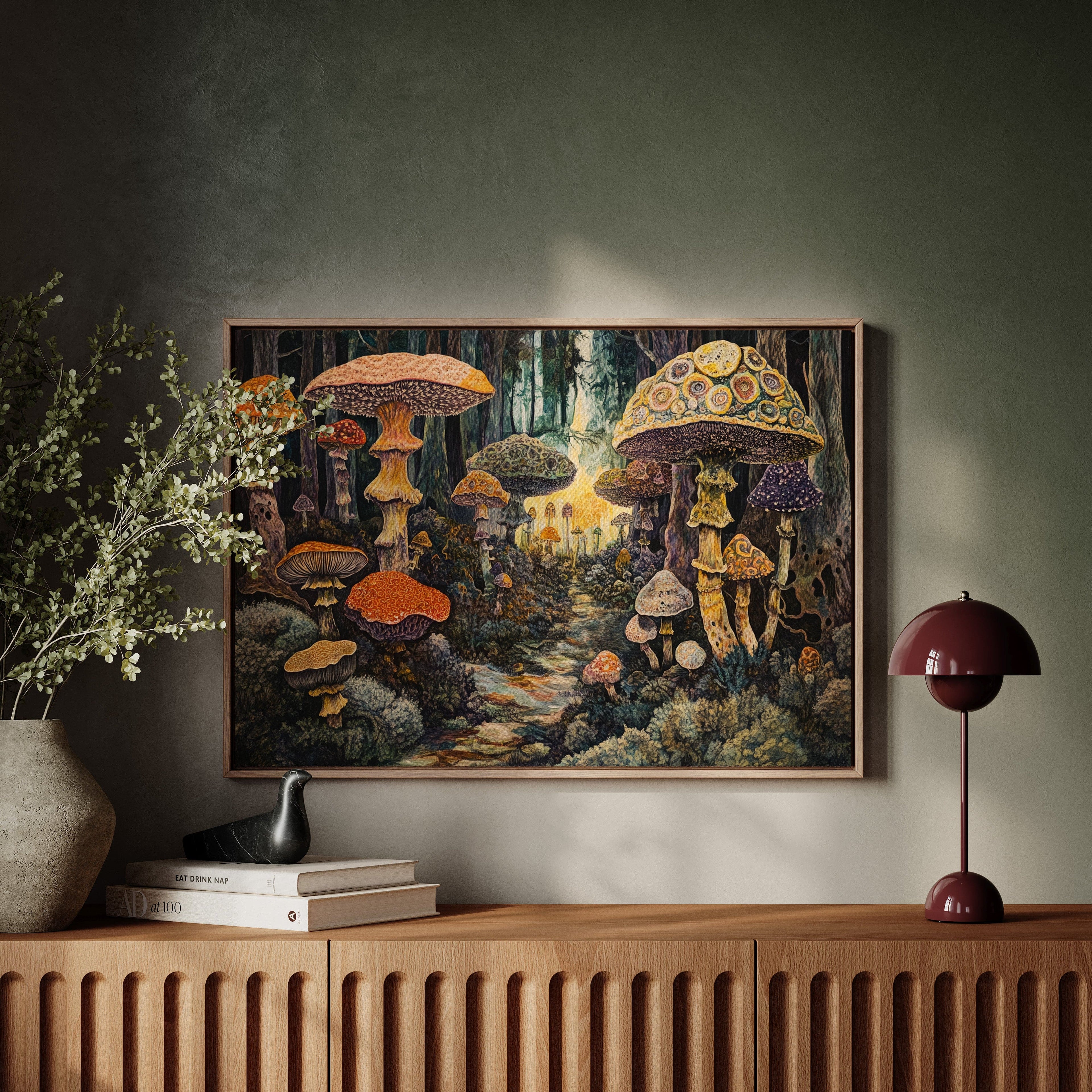 Enchanted Mushroom Forest: Mystical Fantasy Canvas Wall Art