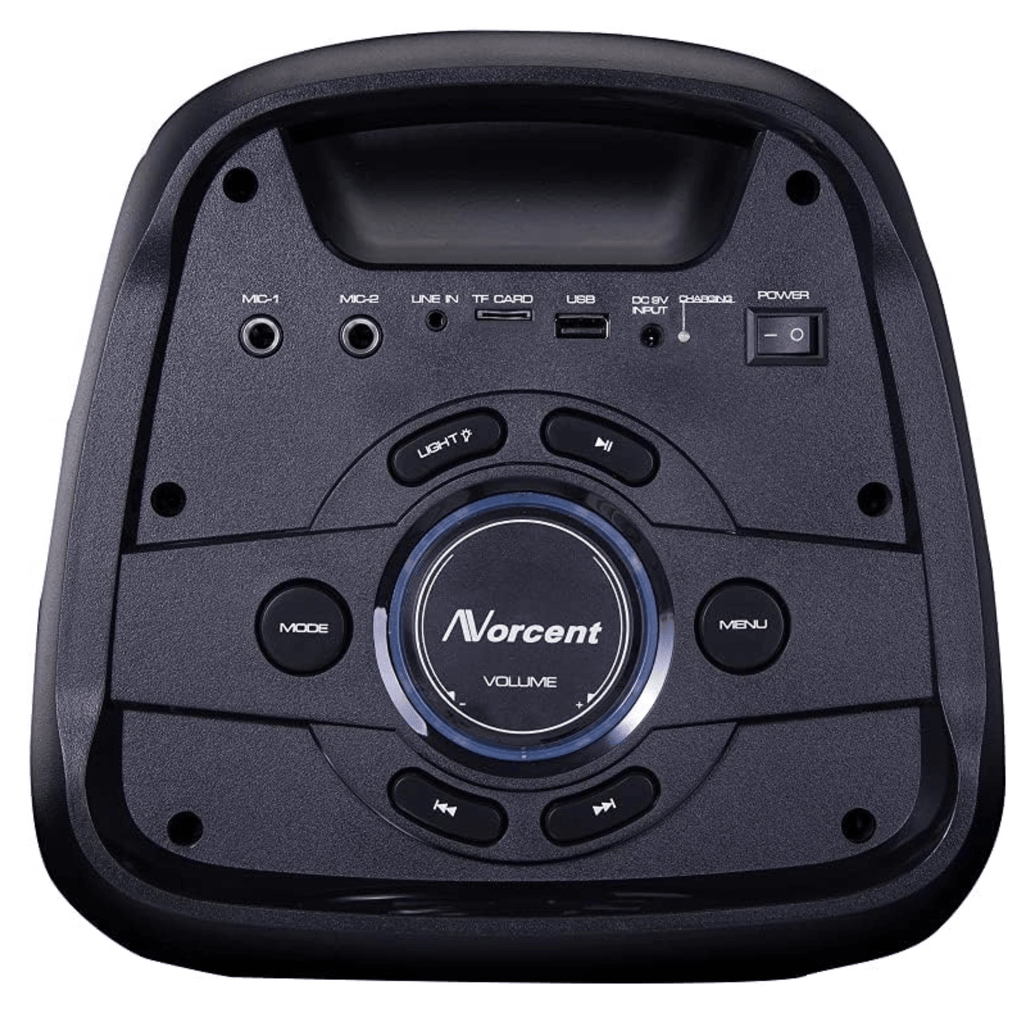 Norcent Dual 6.5" Portable Party Bluetooth Speaker with Flashing LED Lights