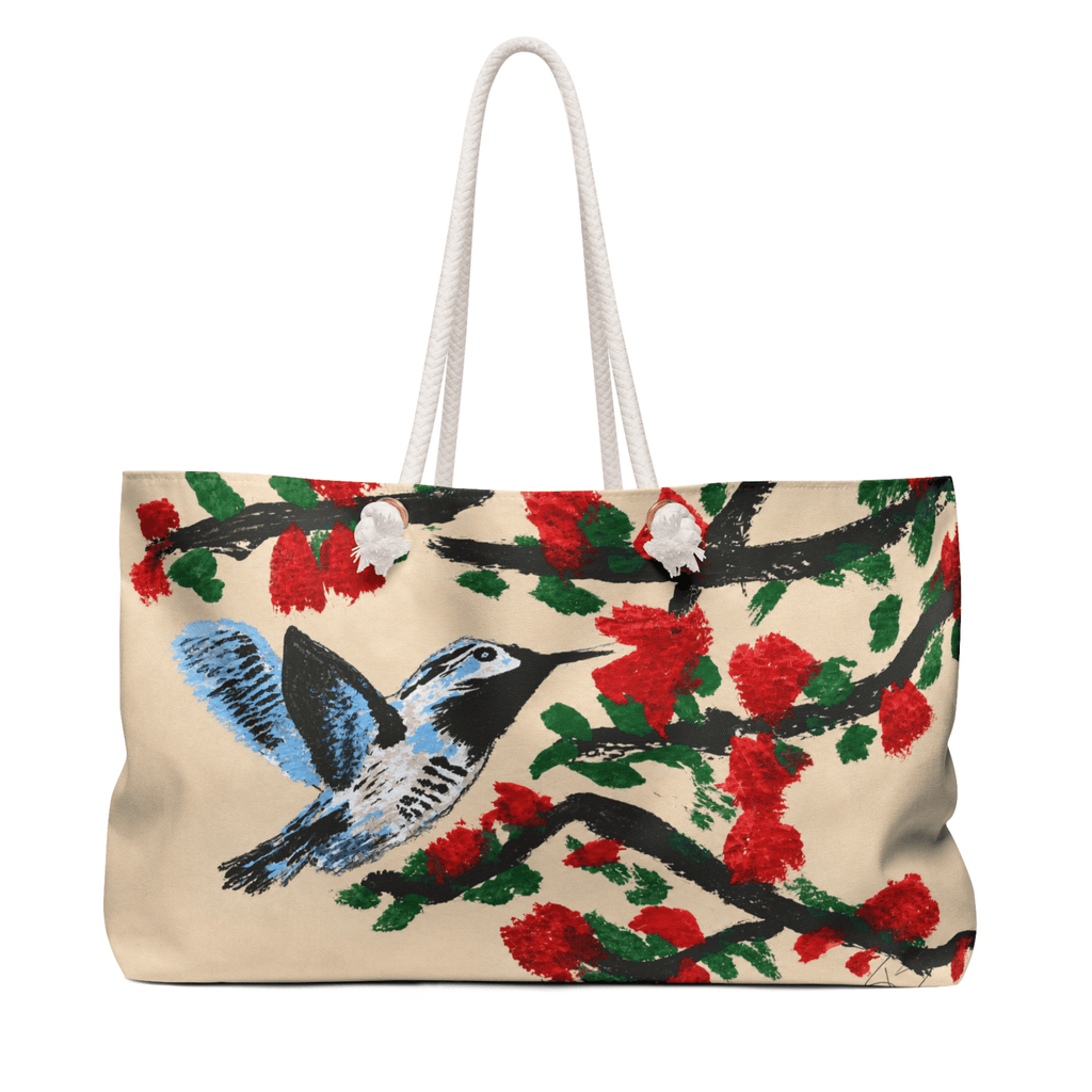 PimsArt Hummingbird Floral Weekender Bag From Original Painting