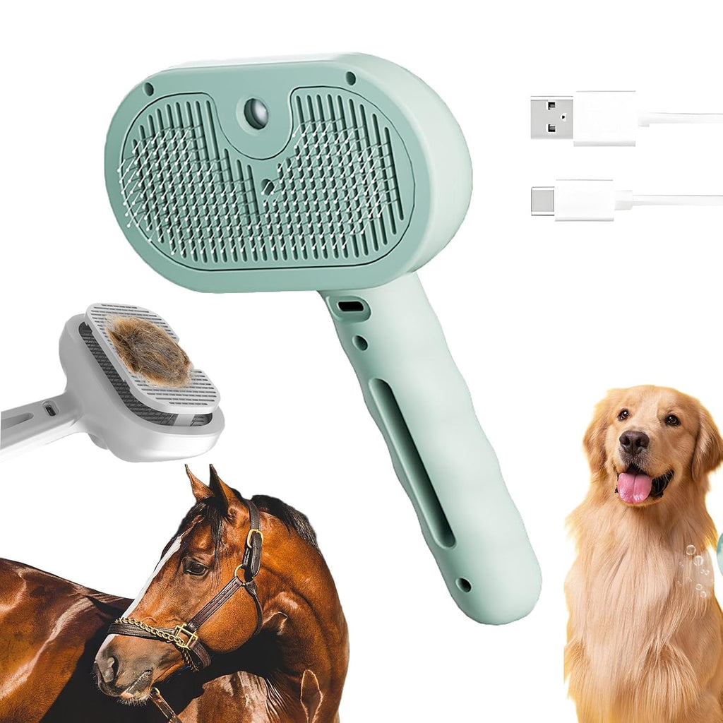 4-in-1 Pet Steam Brush with Self-Cleaning & Anti-Static