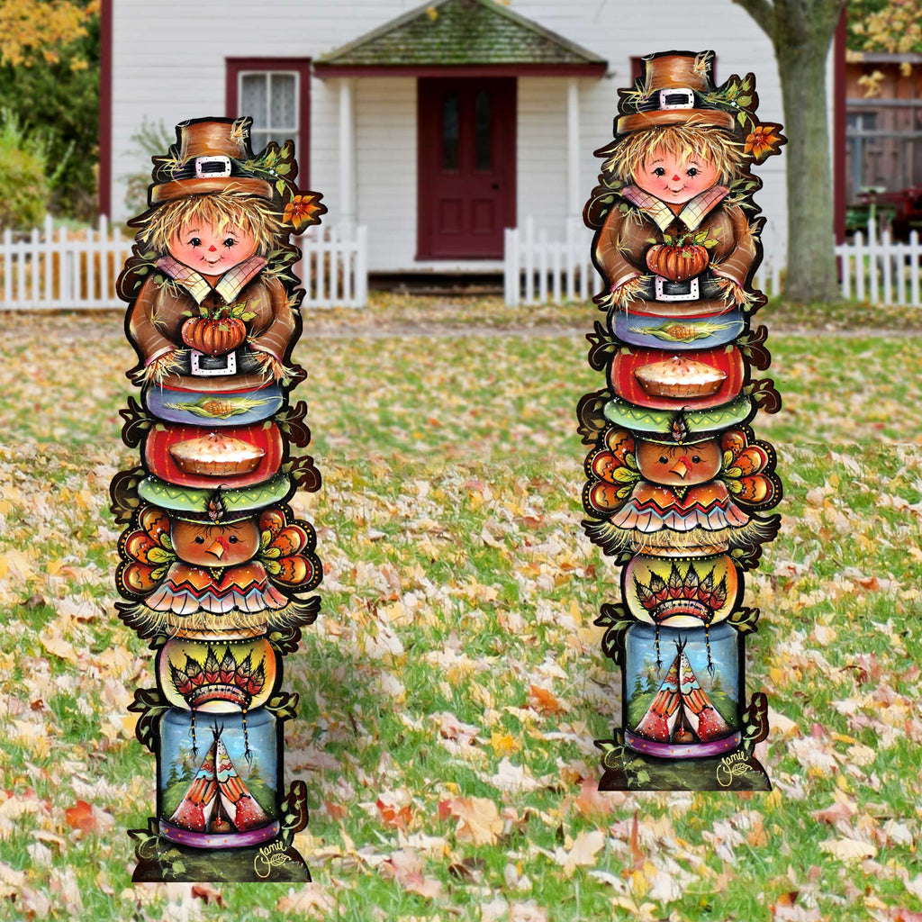 Turkey and Friends Set of 2 Walkway Greeters Outdoor by Jamie Mills-Price - Thanksgiving Halloween Decor - 8457805F-S2