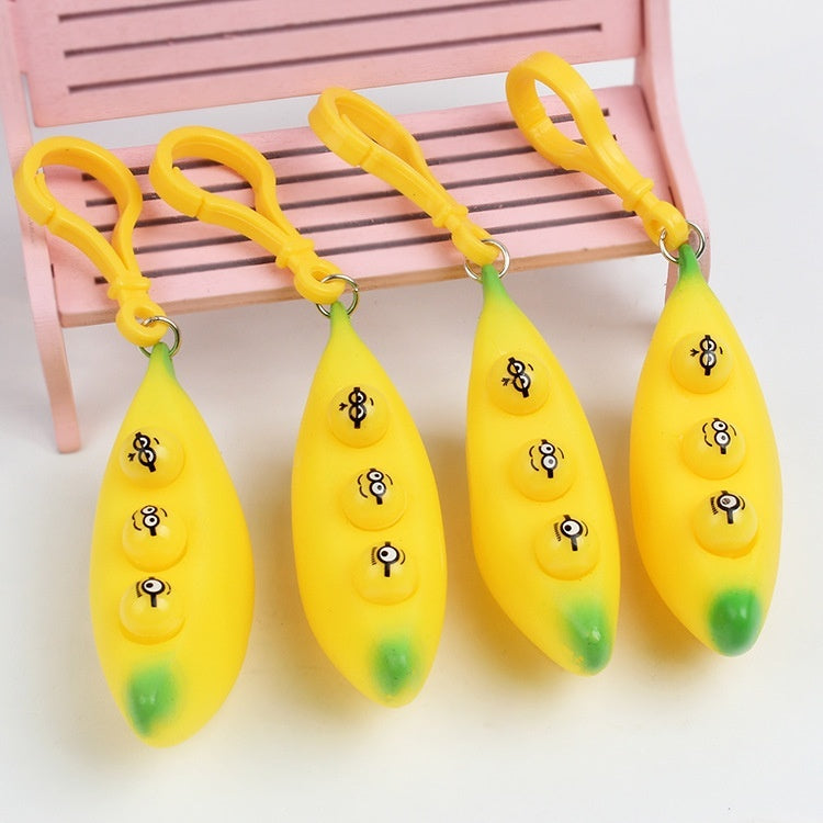 Banana Squeeze Toy Keychain – Stress Relief Pendant
