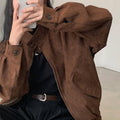 Autumn Winter Retro Warm Deerskin Velvet Double Zipper Coat Jacket