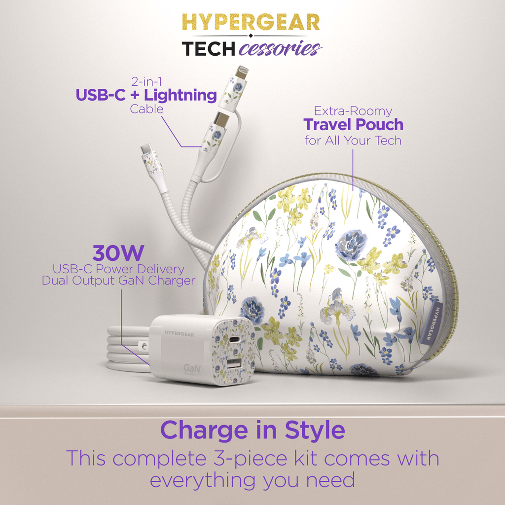 HyperGear TECHcessories 30W USB-C PD Charging Kit with Travel Pouch