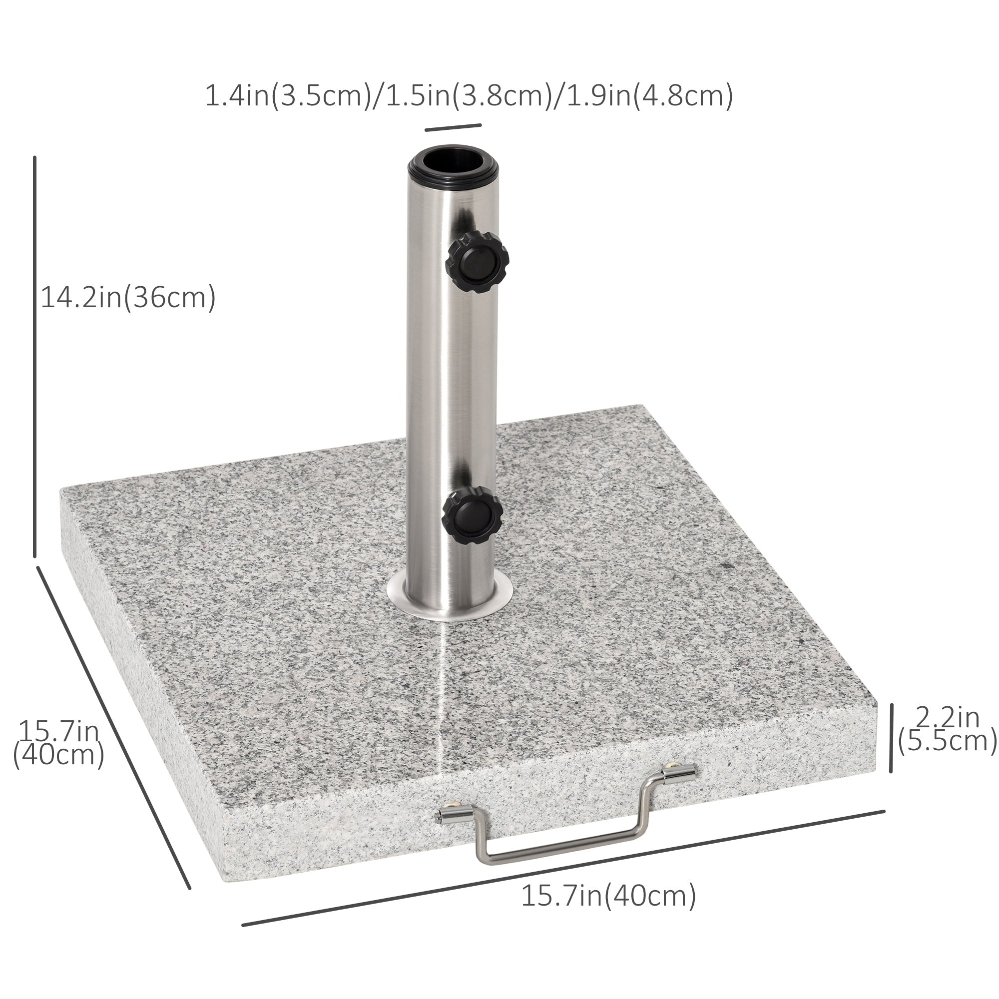 55 lb Grey Marble Square Umbrella Base with Wheels