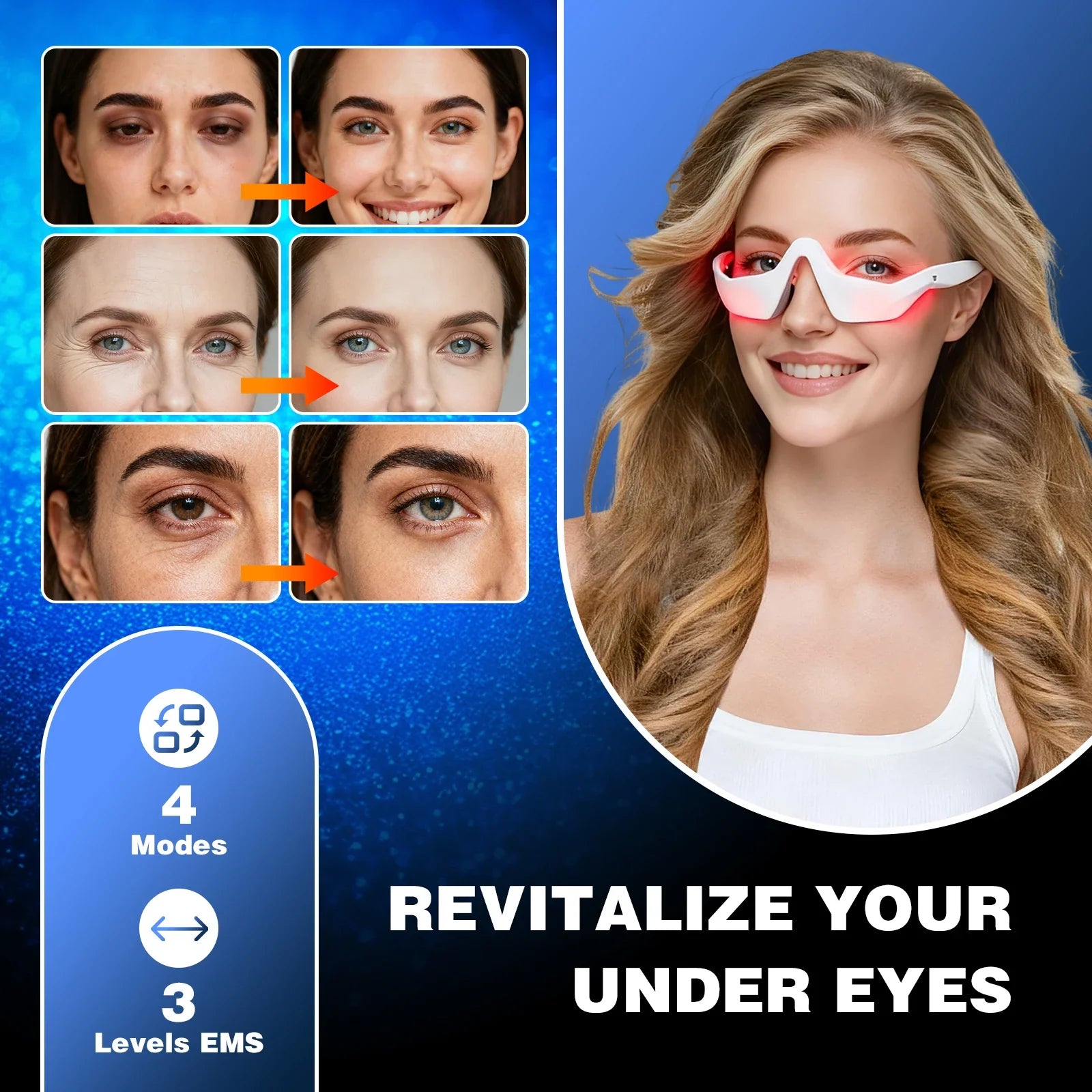 Jitesy Eye Massager 3D Red Light EMS For Dark Circles
