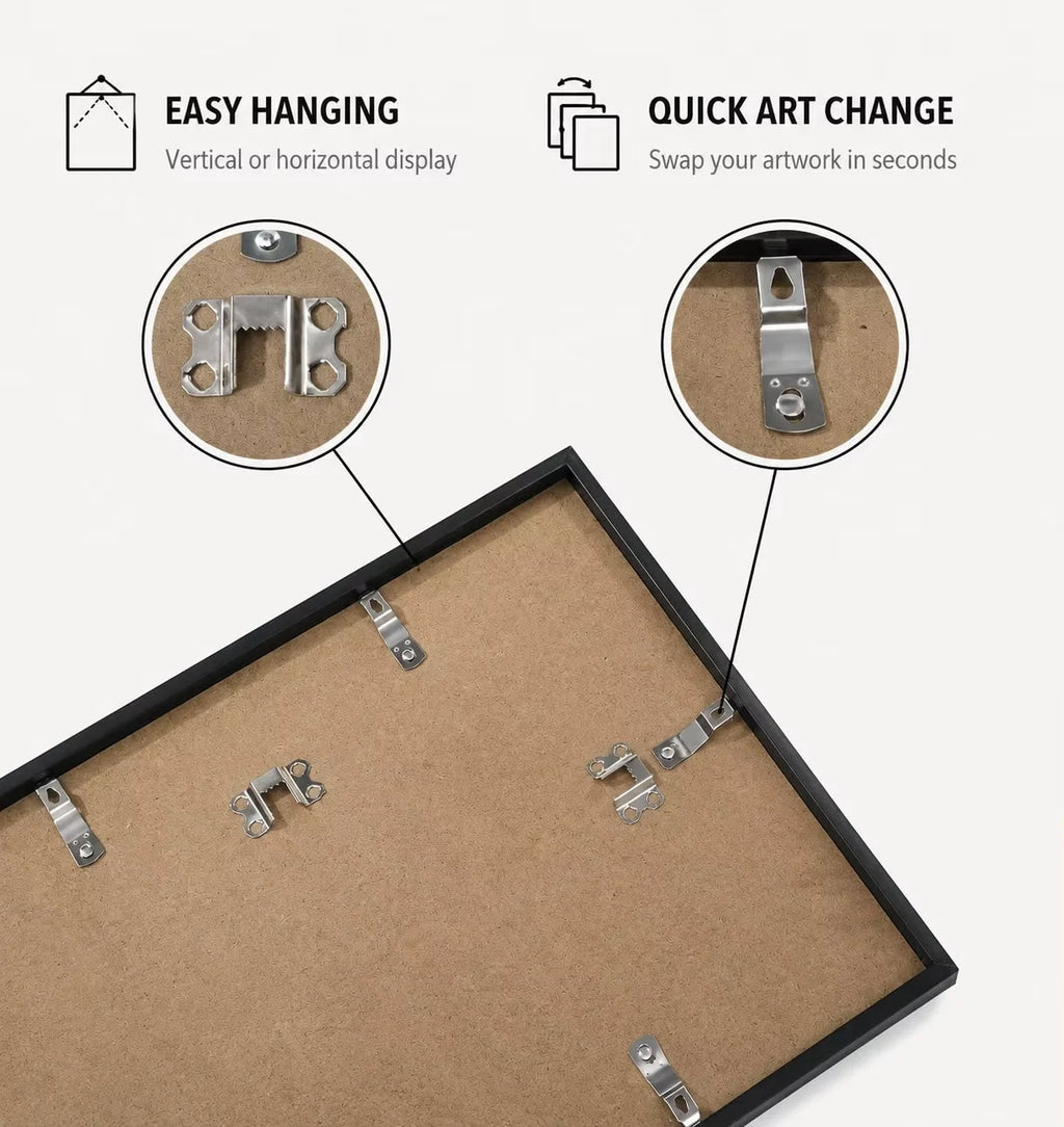 Aluminum Picture Frames Set With Mat For Wall Art Display