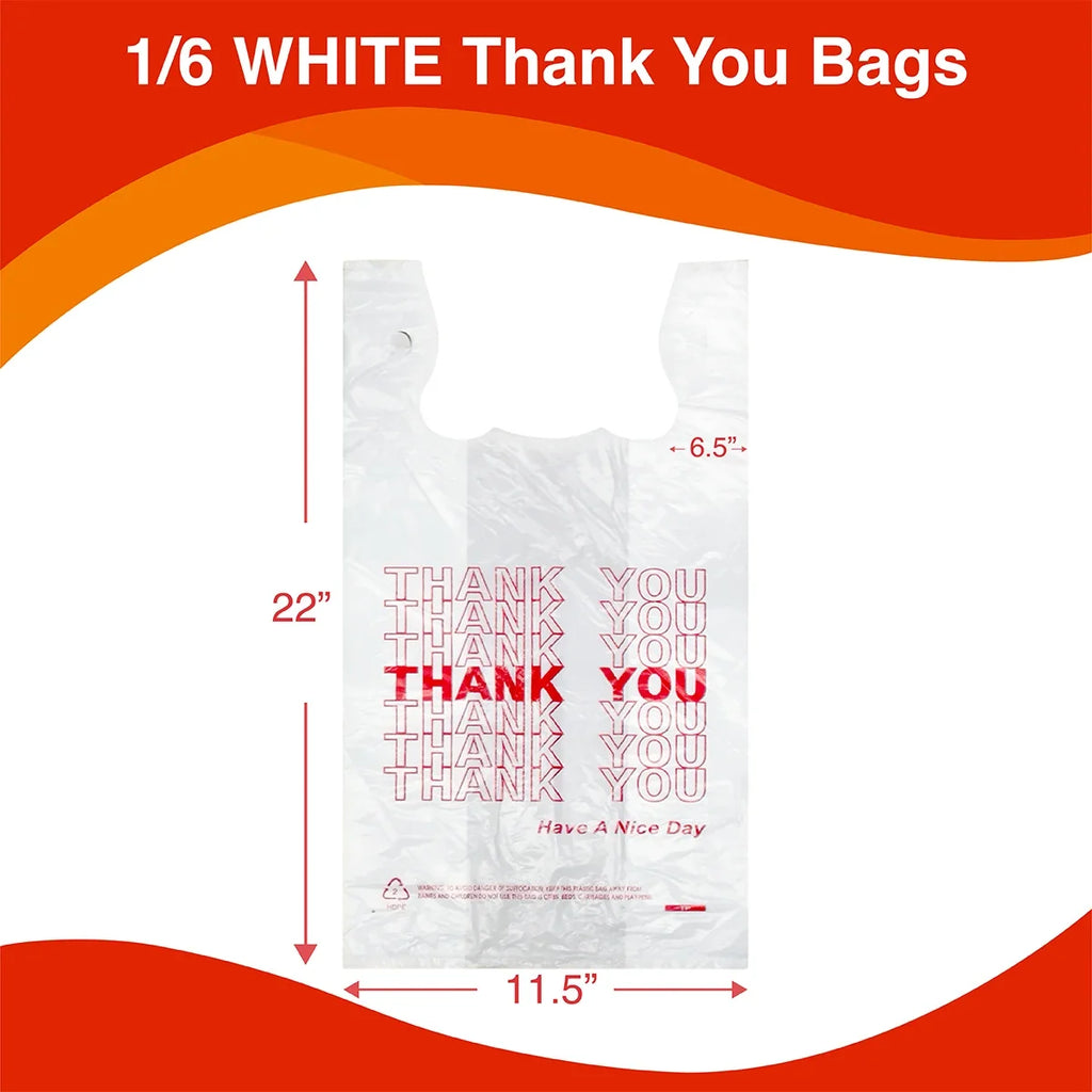 Heavy Duty Thank You T-Shirt Bags HDPE 1000 Count Bulk