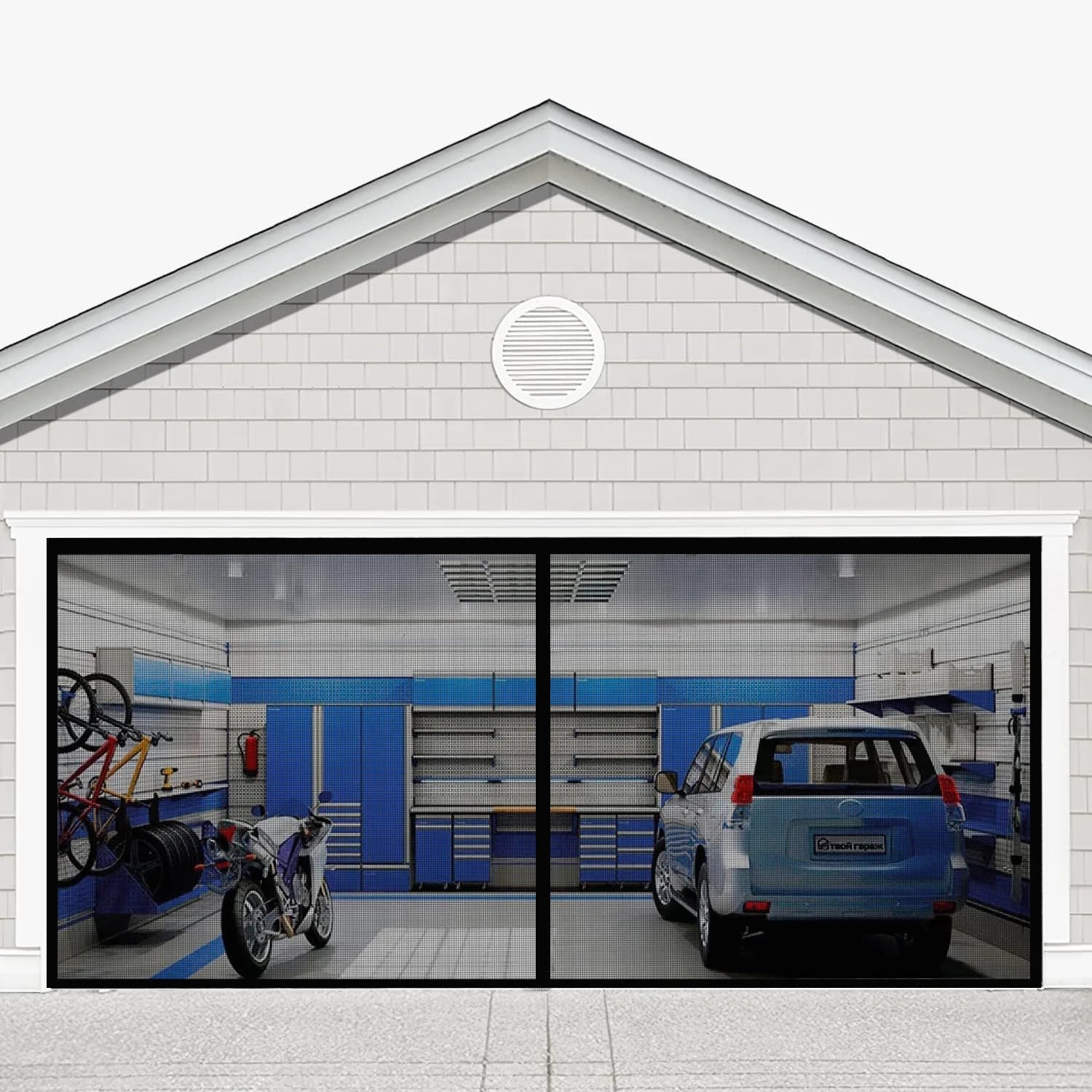 Hands Free Magnetic Garage Door Screen With Quick Close Magnets