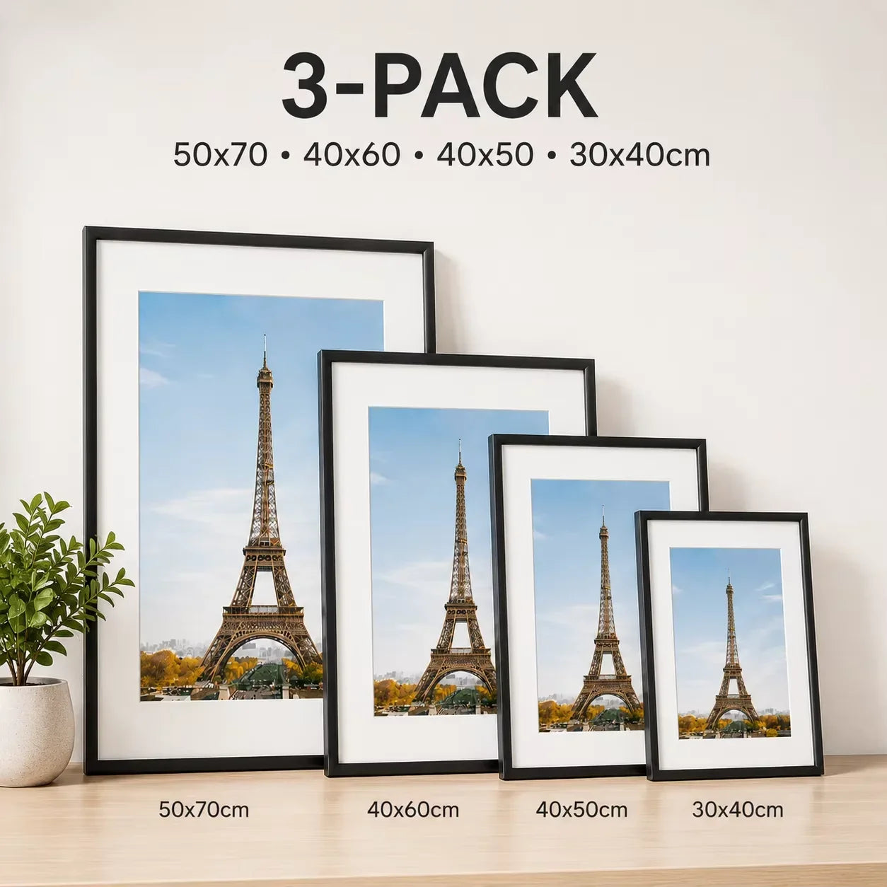 Aluminum Picture Frames Set With Mat For Wall Art Display
