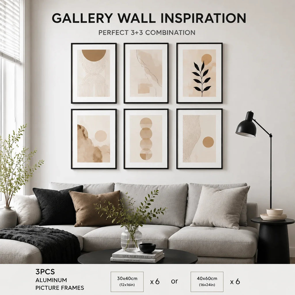 Aluminum Picture Frames Set With Mat For Wall Art Display