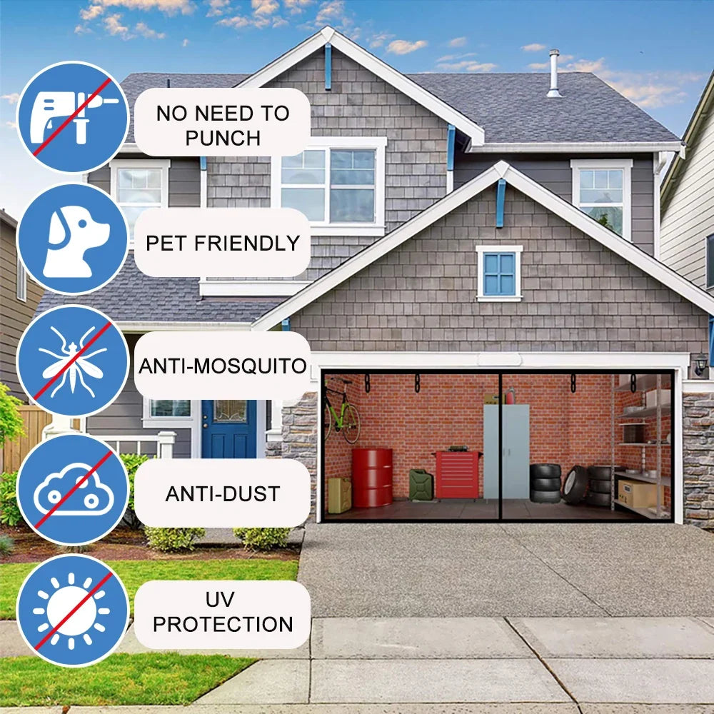 Hands Free Magnetic Garage Door Screen With Quick Close Magnets