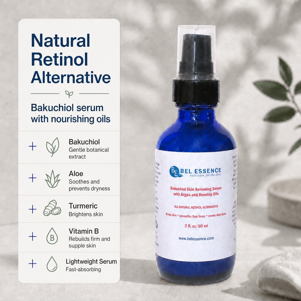 Bakuchiol Natural Retinol Serum With Argan, Avocado and Rosehip Oils - Reduce Wrinkles, Firm Skin, Youthful Glow  - 2 oz