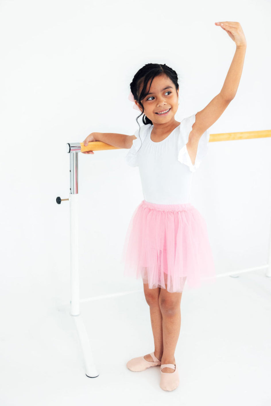 White S/S Flutter Sleeve Leotard
