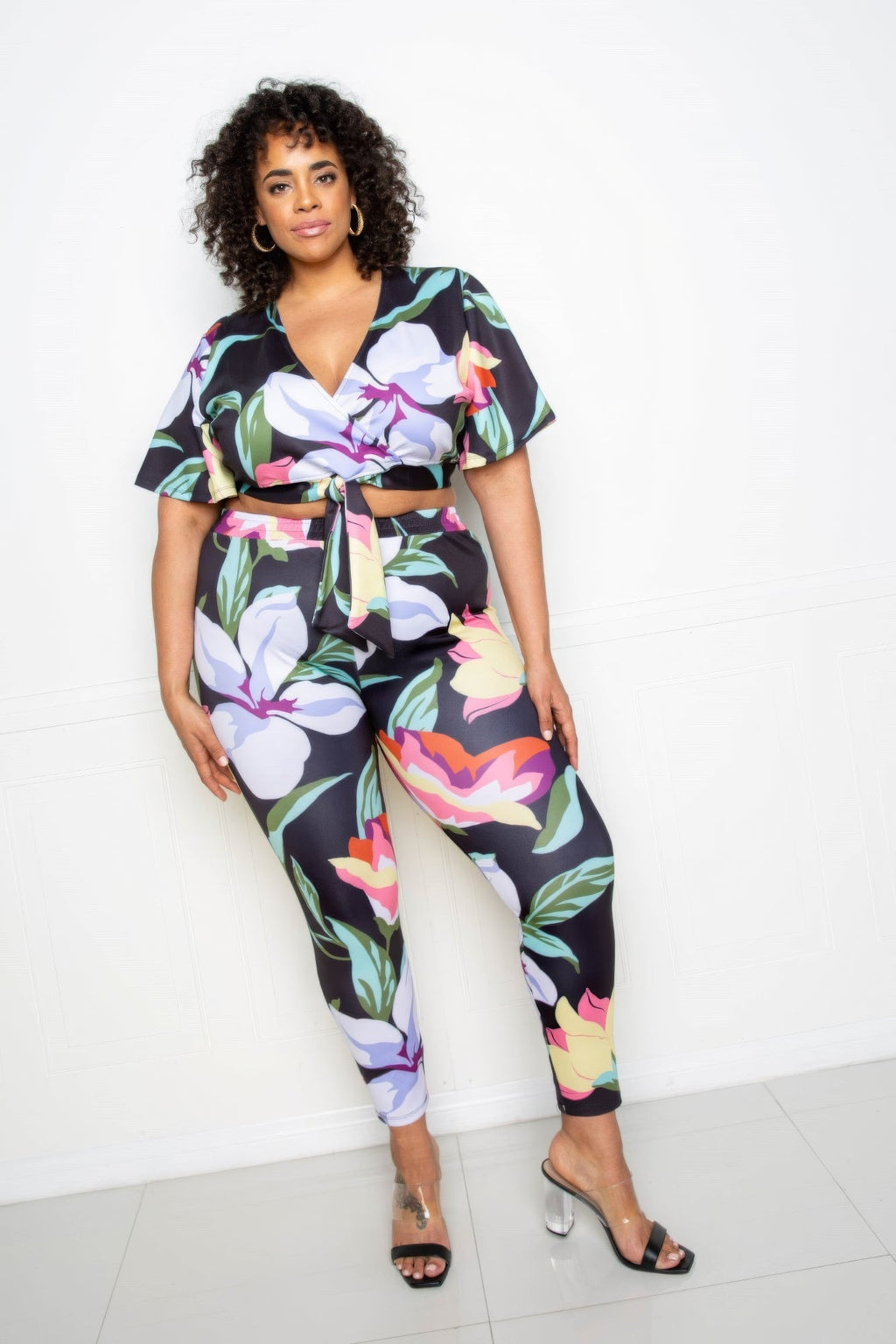 “Floral Arts” Black Jogger & Top Set