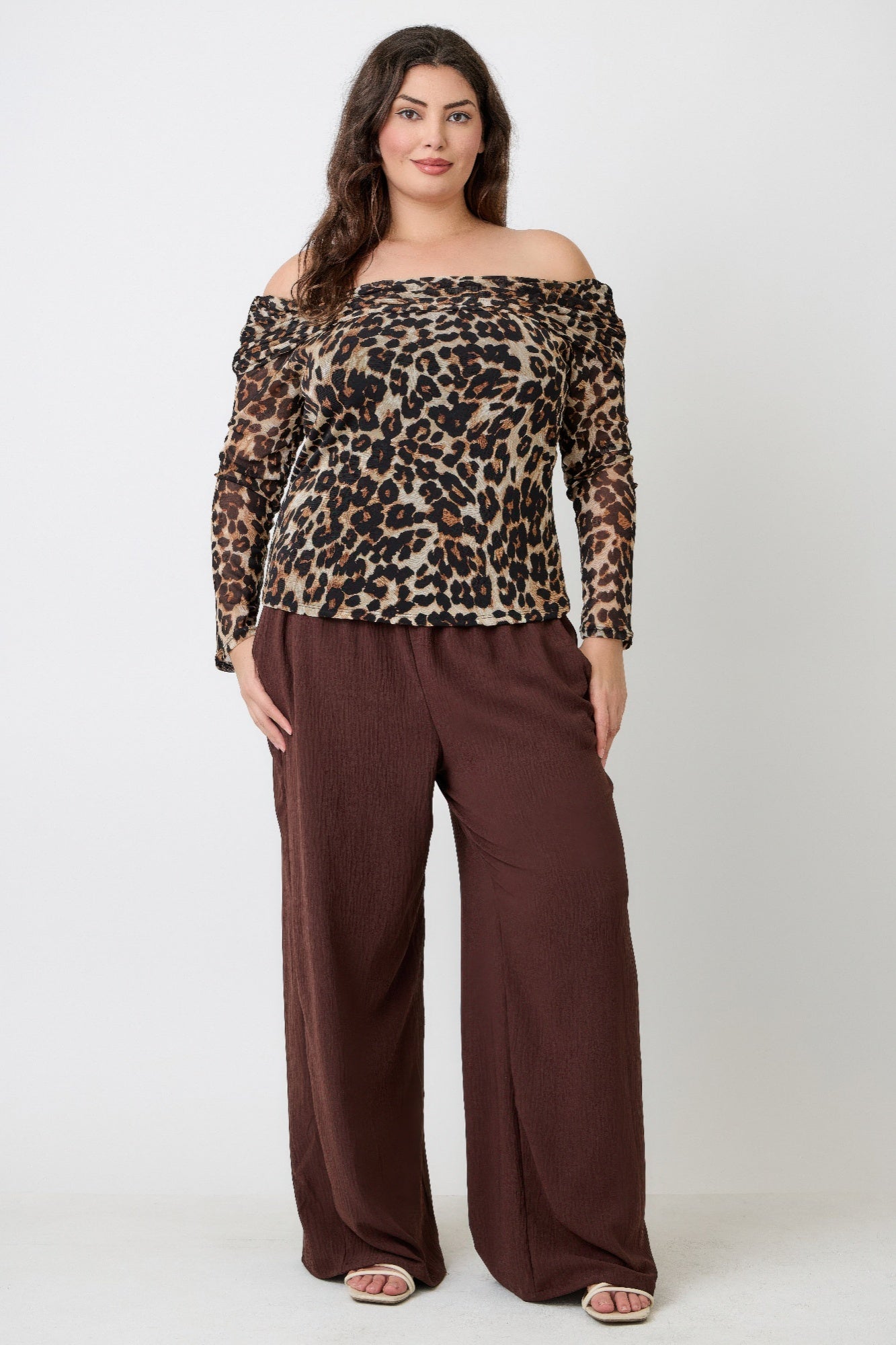 Leopard Print Off-the-shoulder Blouse