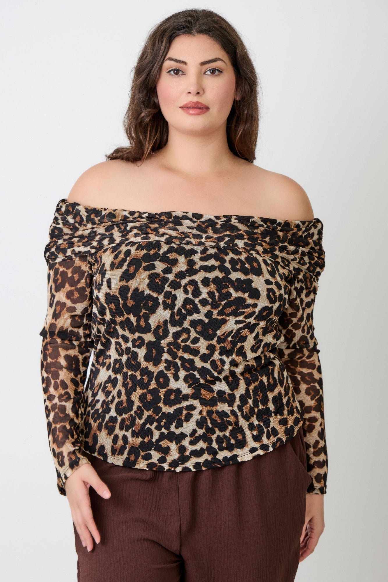 Leopard Print Off-the-shoulder Blouse