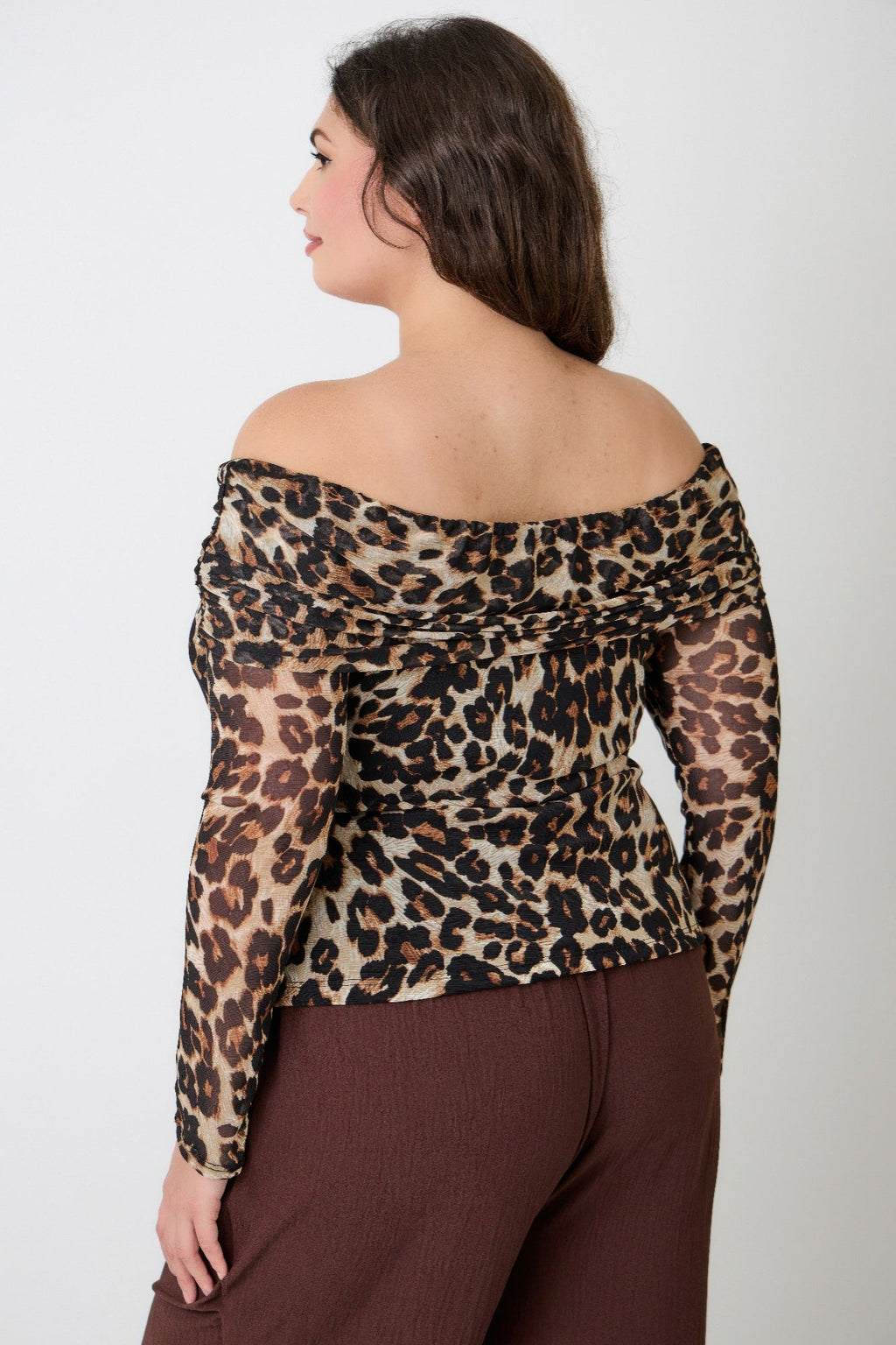 Leopard Print Off-the-shoulder Blouse