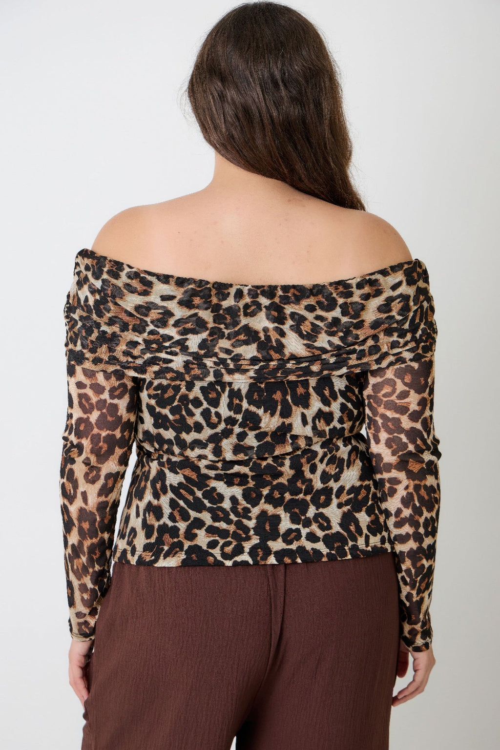 Leopard Print Off-the-shoulder Blouse