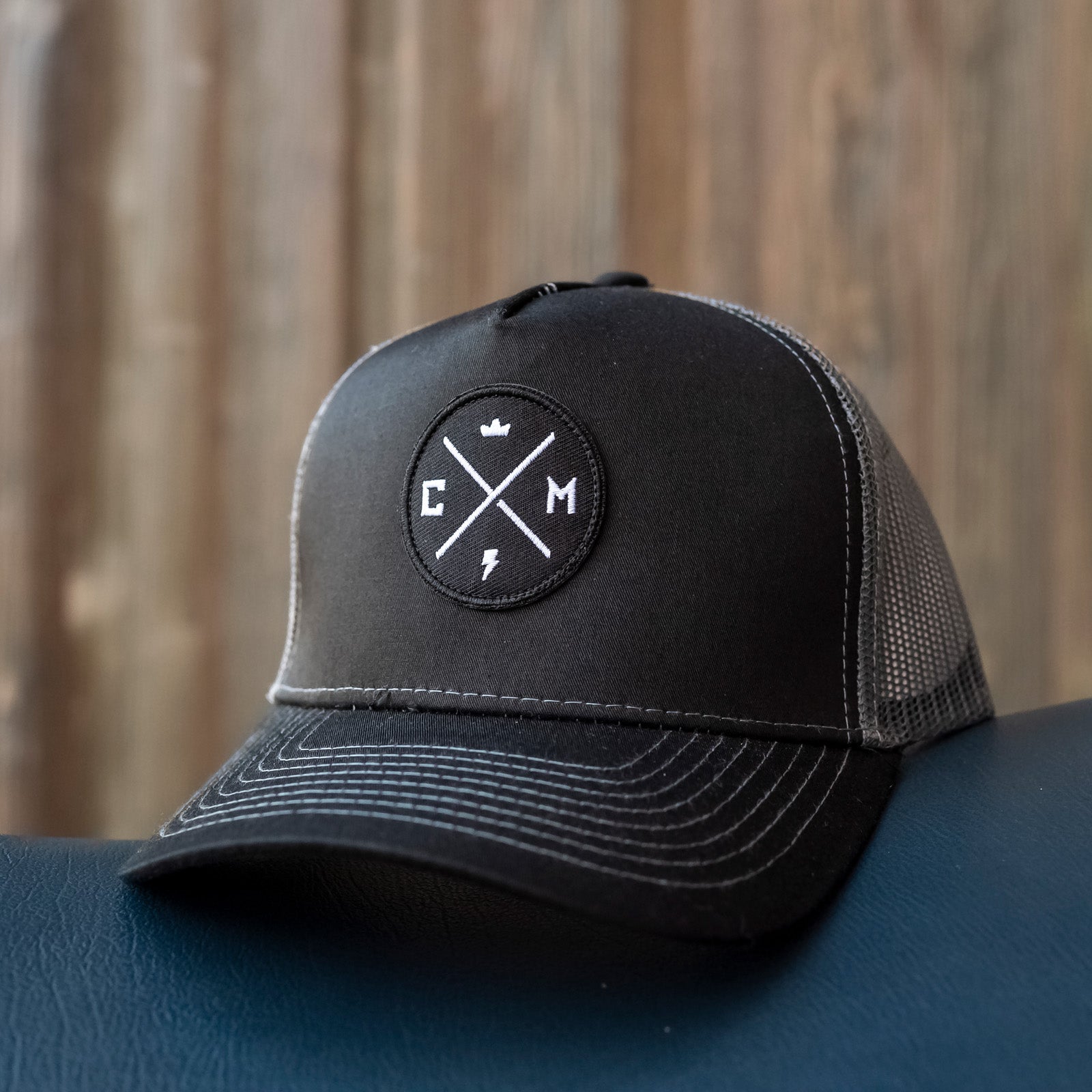 Crown Moto "Legend" Black/Grey Snapback Trucker Hat