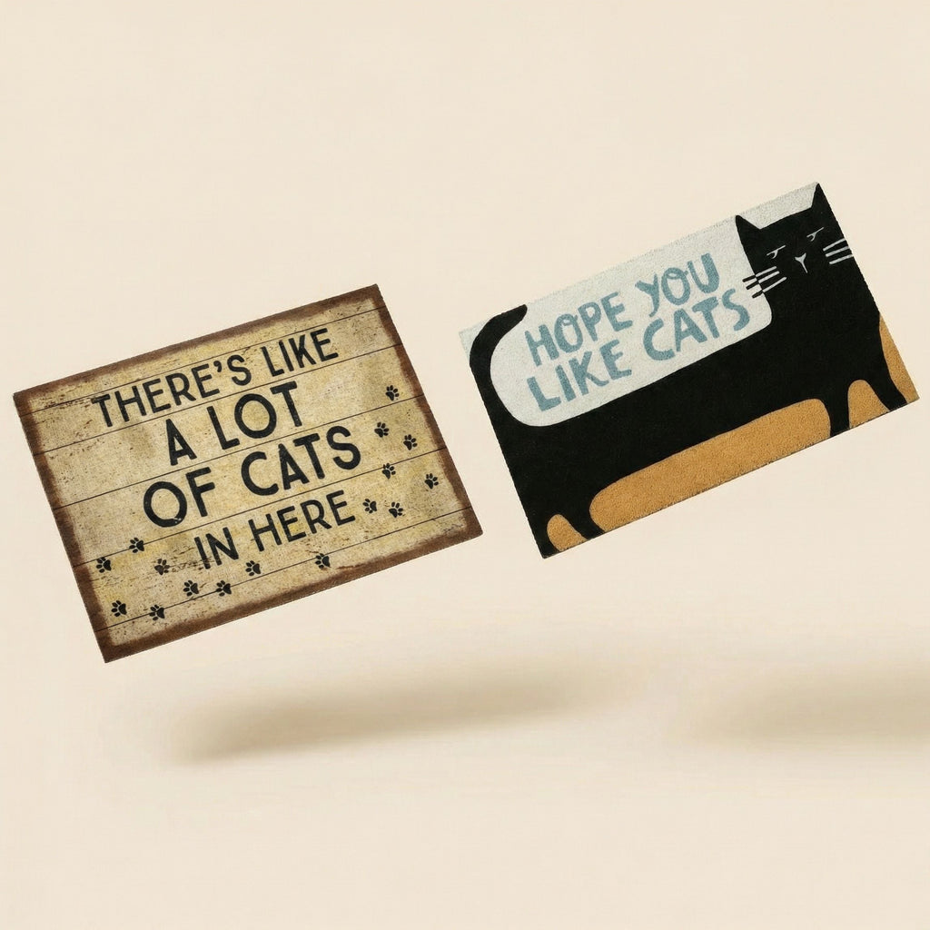 Cat Lover Doormat Set | Two 34" x 20" Indoor/Outdoor Rugs