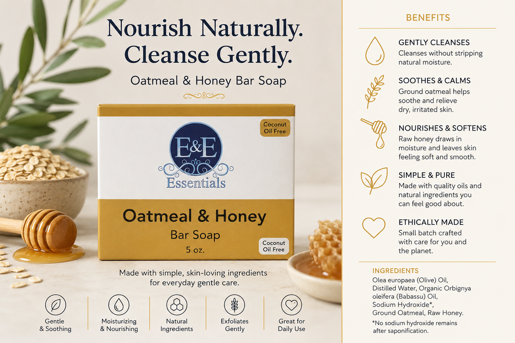 Oatmeal & Honey Bar Soap (Coconut Oil Free)