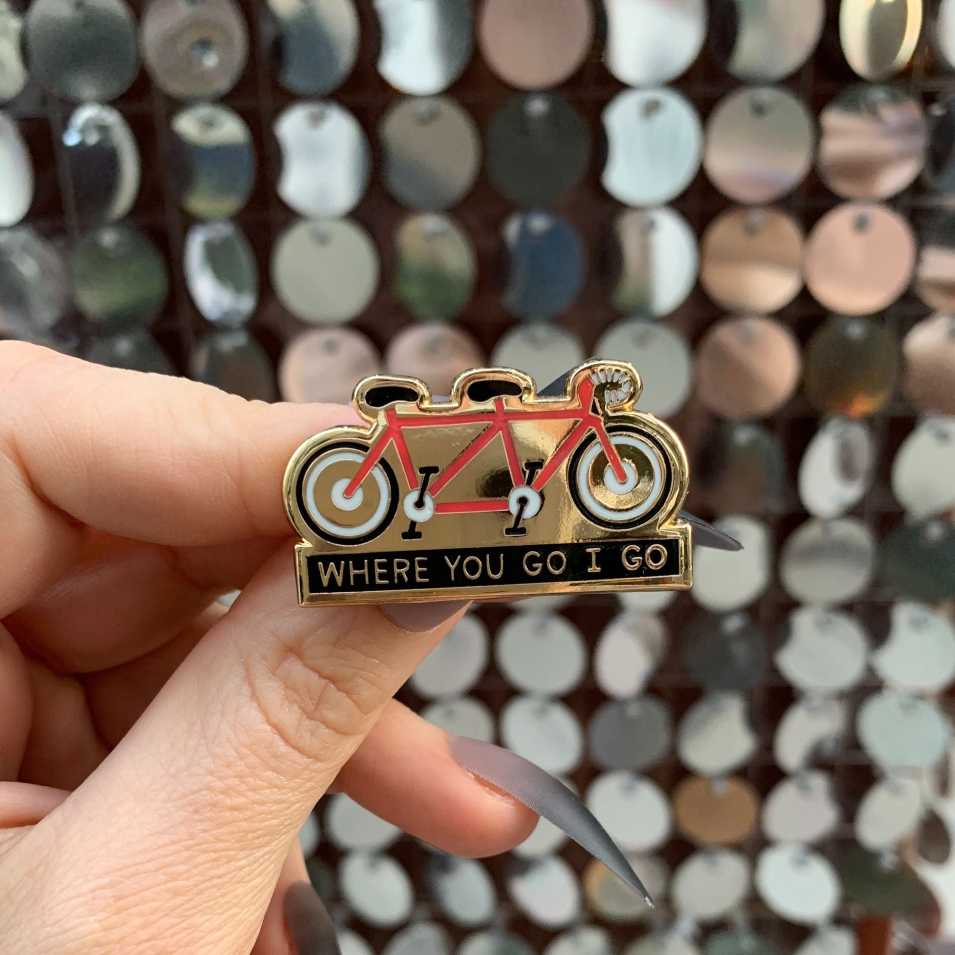 Cycling Love Enamel Pin in Gold