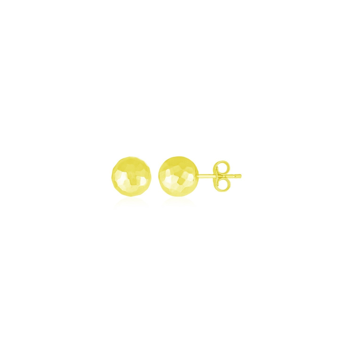 14k Yellow Gold Ball Earring with Faceted Texture