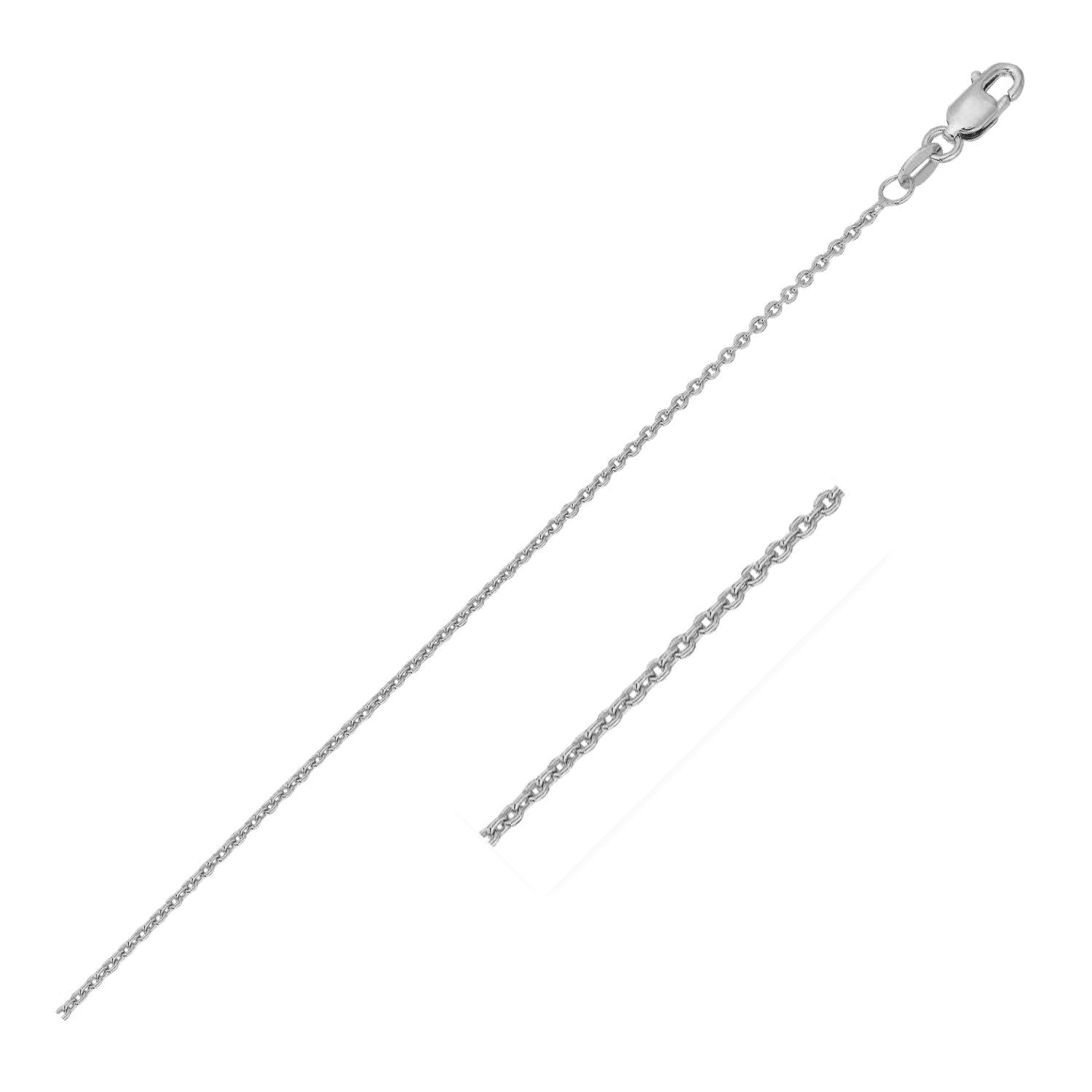 14k White Gold Round Cable Link Chain 1.1 mm