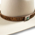 3D Jeweled Calf Hair (Brown) - Leather Hat Band