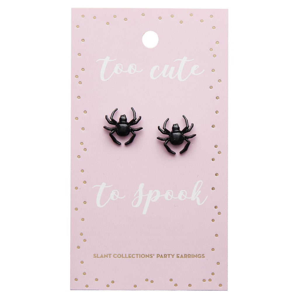 DEAL OF THE DAY: Too Cute to Spook Spider Earrings | Black Studs for Halloween, Spooky, Goth