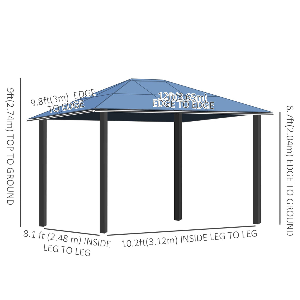 10' x 12' Deluxe Hardtop Gazebo with Polycarbonate Roof