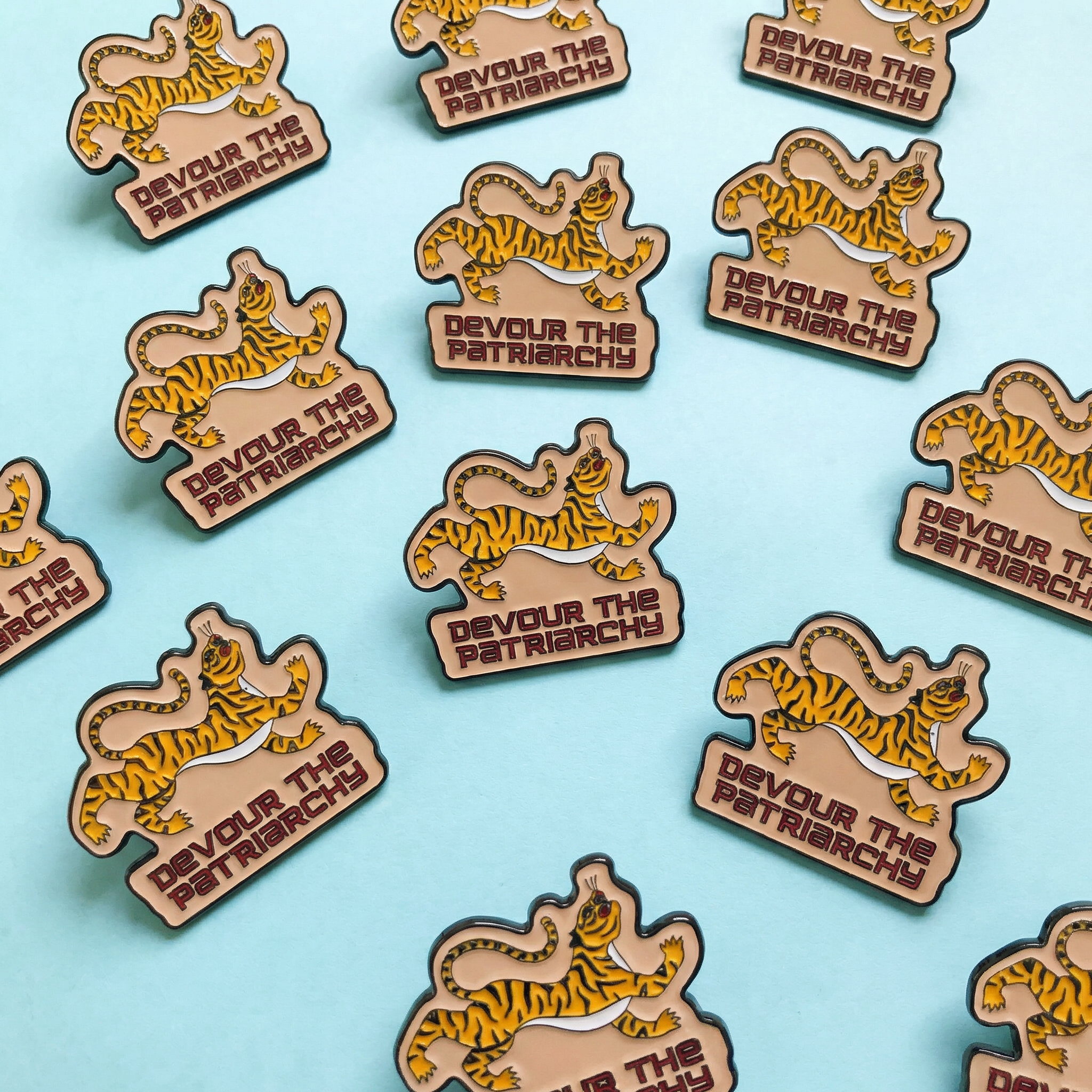 Devour the Patriarchy Feminist Tiger Enamel Pin, Lapel Pin