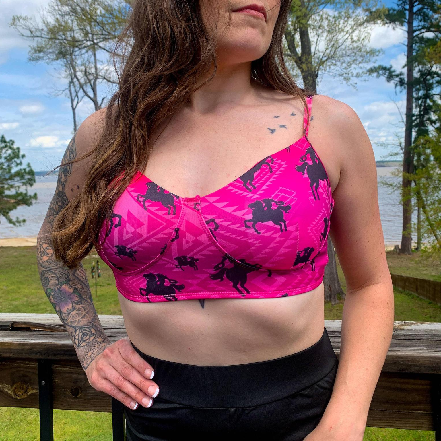 Freeda Spaghetti Strap Bustier Top, Swim, or Athletic Bralette |Serape or Pink Cowgirl [Sizes SM-L]