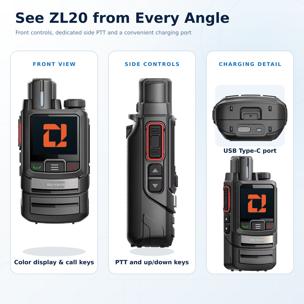RUYAGE ZL20 Zello-Compatible 4G LTE/WiFi Walkie Talkie – 6500mAh